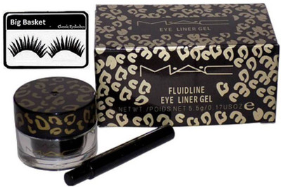 

big basket Eyelashes, Mac Long Lasting fluidline Eye Liner Gel(Set of 2)