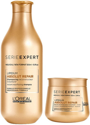 

L'Oreal S E R I E E X P E R T LIPIDIUM ABSOLUT REPAIR Shampoo 300 ml and LIPIDIUM ABSOLUT REPAIR Masque 250ml (550ml)(Set of 2)
