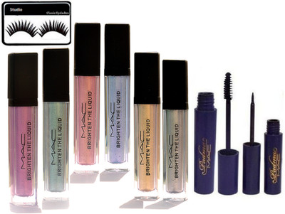 

studio Eyelashes, Mac Brighten The Liquid Pigment 6 in one and Padma Eyeliner & Mascara(Set of 9)