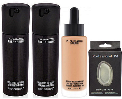

Professional kit Silicon Puff, Mac Moisture Infusion Face Serum Pack Of 2, Studio Waterweight Foundation(Set of 4)