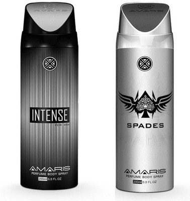 

Amaris Intense & Spades Perfume Body Spray - For Men(400 ml, Pack of 2)