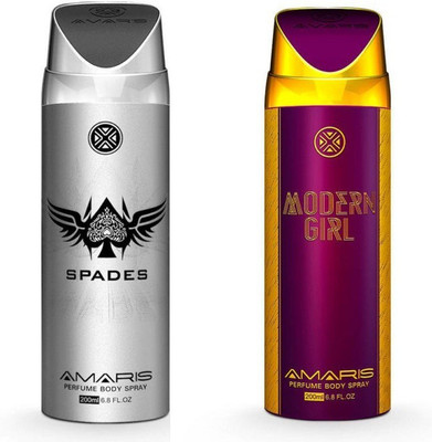 

Amaris Spades & Modern Girl Perfume Body Spray - For Men & Women(400 ml, Pack of 2)