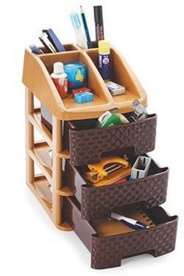 

A-Mart™ 3 Compartments Plastic Premium 3 Layers Mini Desktop Drawer Storage Box Sundries Case/Small Objects/Cosmetics Box/Desktop Organizer(Brown, Grey)