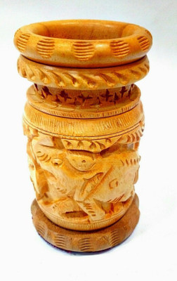 

Handicraft Hub 1 Compartments Wood Pen Holder(Beige)