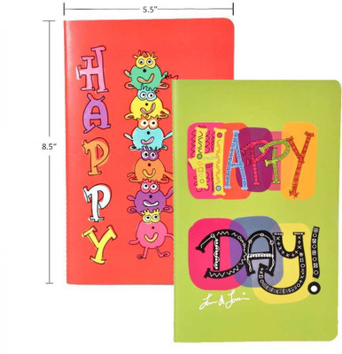 

Doodle Regular Notebook(Happy Day Notebook Diary, Soft Bound, 80 Single Ruled pages, 80 GSM, Gift for Friends, Birthday gift, Multicolor, Pack of 2)