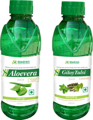 

Madren Healthcare Aloevera 1 Ltr & Giloy Tulsi Juice 1 Ltr(2 x 1000 ml)
