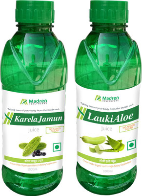 

Madren Healthcare Karela Jamun 1 Ltr & Lauki Aloe Juice 1 Ltr(2 x 1000 ml)