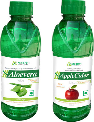 

Madren Healthcare Aloevera 1 Ltr & Apple Cider Vinegar 500ml(2 x 750 ml)