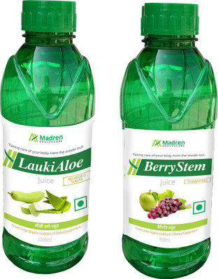 

Madren Healthcare Lauki Aloe 1 Ltr & Berry Stem Juice 500 ml(2 x 750 ml)