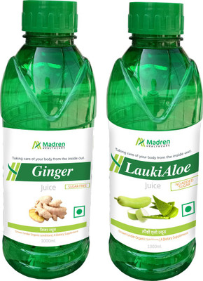 

Madren Healthcare Ginger 1 Ltr & Lauki Aloe Juice 1 Ltr(2 x 1000 ml)