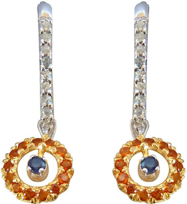 Surat Diamond 1.76ct Blue Sapphire,Citrin & White Topaz Hanging gemstone Sterling Silver Earring Topaz, Sapphire Sterling Silver Drop Earring Flipkart