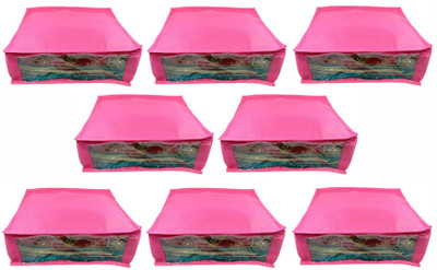 Little one High Quality Multipurpose Non-Woven Plain 6inch Saree Cover 8PC Capacity 10-15 Units Saree/Blouse Each(Pink)