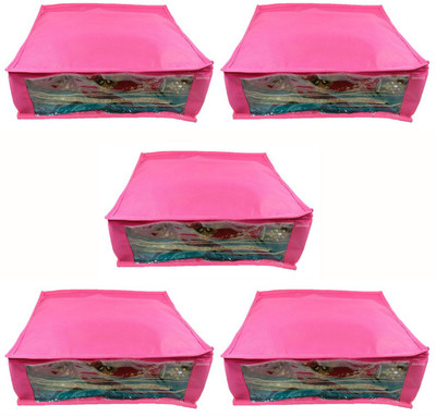 Little one High Quality Multipurpose Non-Woven Plain 6inch Saree Cover 5PC Capacity 10-15 Units Saree/Blouse Each(Pink)
