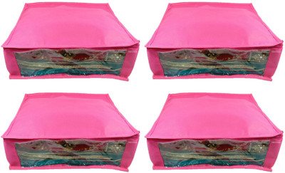Little one High Quality Multipurpose Non-Woven Plain 6inch Saree Cover 4PC Capacity 10-15 Units Saree/Blouse Each(Pink)