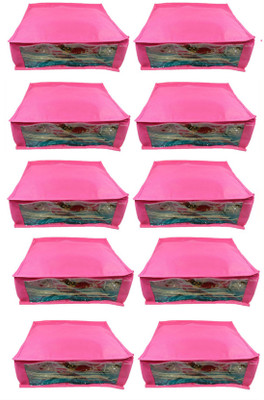 Little one High Quality Multipurpose Non-Woven Plain 6inch Saree Cover 10PC Capacity 10-15 Units Saree/Blouse Each(Pink)