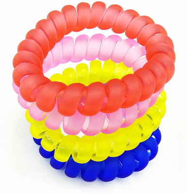 

Fairytale Transparent matte Multi-Colour Spiral Hair Rubber Band Ponytail Holder. Set Of 4 Different Colours Rubber Band(Multicolor)