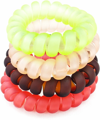 

Fairytale Transparent matte Multi-Colour Spiral Hair Rubber Band Ponytail Holder. Set Of 4 Different Colours Rubber Band(Multicolor)