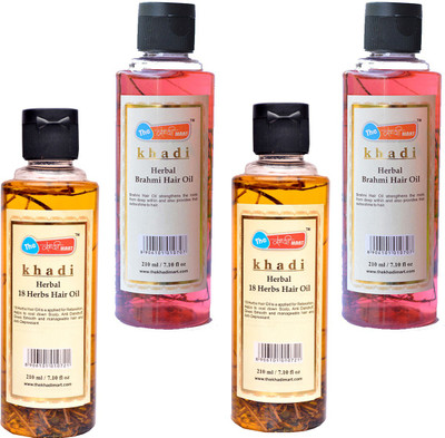 

The khadi mart 18 Herbal Hair Oil - (2 Piece) + Brahmi Hair Oil - (2 Piece) - (Total Pack of 4) Hair Oil(840 ml)