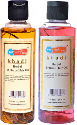 

The khadi mart 18 Herbal Hair Oil + Brahmi Hair Oil - (Pack of 2) Hair Oil(420 ml)