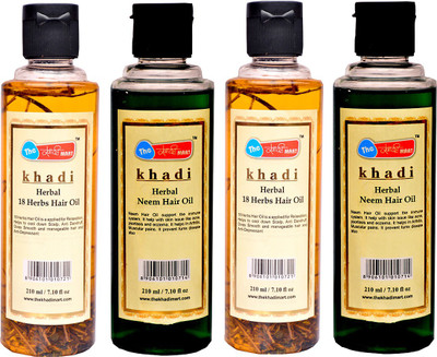 

The khadi mart Neem Hair Oil - (2 Piece) + 18 Herbal Hair Oil - (2 Piece) - (Total Pack of 4) Hair Oil(840 ml)