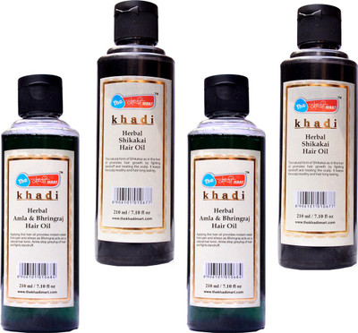

The khadi mart Amla Bhringraj Hair Oil - (2 Piece) + Shikakai Hair Oil - (2 Piece) - (Total Pack of 4) Hair Oil(840 ml)