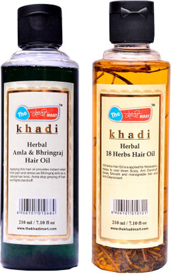 

The khadi mart 18 Herbal Hair Oil + Amla Bhringraj Hair Oil - (Pack of 2) Hair Oil(420 ml)