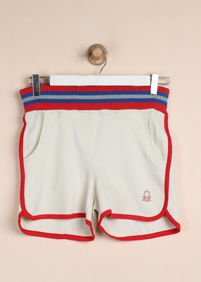 

United Colors of Benetton Short For Girls Casual Solid Cotton(White, Pack of 1, 00m