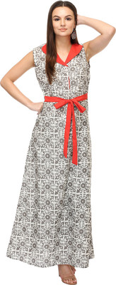 adyuth Women Gown Red Maxi/Full Length Dress