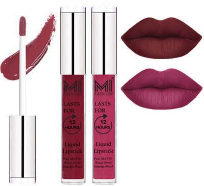 

MI Fashion Liquid Matte Lipstick Combo Non Stick on Cup,Long Lasting,Highly pigmented Lip Gloss Set of 2(Red Mart Liquid Lipstick,Pink Berry Berry Liquid Lipstick, 6 ml)