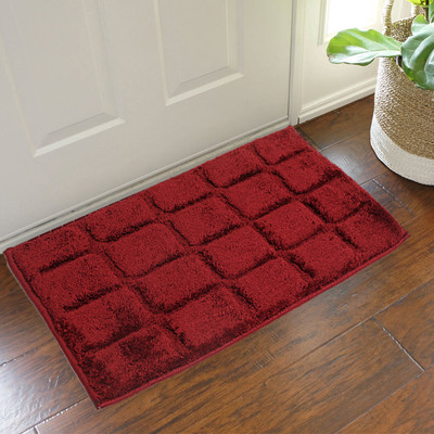 KUBER INDUSTRIES Microfiber Door Mat(Maroon, Free)