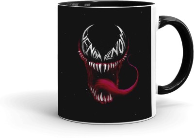 MUGKIN A51 Superhero Venom Smile V2 Official Printed 350 ml Inner Black Ceramic Coffee Mug(350 ml)