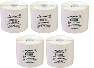 

Royaltec 50X25MM Barcode Labels Premium Quality Set of 5 Self-adhesive Paper Label(White)
