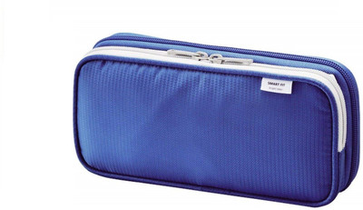 

Lihit Lab Double Pen Case NA Art Canvas Pencil Box(Set of 1, Blue)