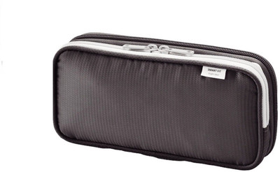 

Lihit Lab Double Pen Case NA Art Canvas Pencil Box(Set of 1, Black)
