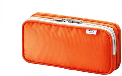 

Lihit Lab Double Pen Case NA Art Canvas Pencil Box(Set of 1, Orange)
