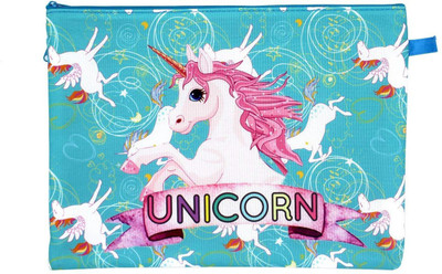 

Shopat7 New Attractive Unicorn Designed Double Zip Folders for Kids for Keep Their Valuables (Light-Blue) Pouch(Blue)