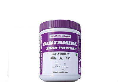 HealthyHey Nutrition Sports Glutamine Powder, Muscle Growth and Recovery - 300g - 100 Servings Whey Protein(300 g, Unflavored)
