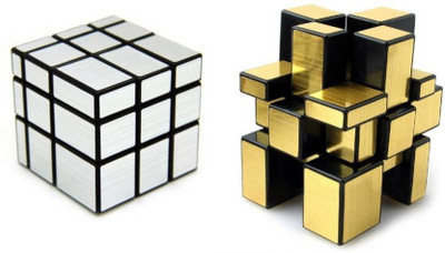 

F Z COLLECTIONS Mirror Cubes Silver + Golden Combo Puzzle Pack of 2 (2 Pieces)(2 Pieces)