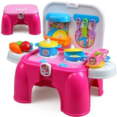 

GRAPPLE DEALS Carry Along Kitchen Play Set with Sitting Stool and Music Effect For Kids.