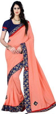 RAJASTHANI BANDEJ Self Design, Solid/Plain Bollywood Cotton Silk Saree(Beige)