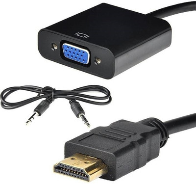 

Teratech TV-out Cable 1080p Hdmi To Vga Converter With 3.5mm Aux Audio Hdmi Male To Vga Female Adapter For Hdtv Dvd Tv Box(Black, For Laptop, 0.25)