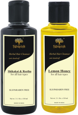 

Satvayush Herbal Anti-Dandruff Shampoo/Cleanser (SHIKAKAI REETHA + LEMON HONEY) - A Khadi Product(110 ml)