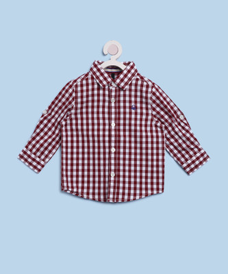 

United Colors of Benetton. Baby Boys Checkered Casual White, Maroon Shirt, 905