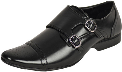 

SEVN Black Color Monks Leather Formal Shoes For Men Monk Strap For Men(Black