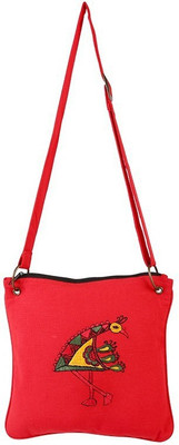 

I Village Men & Women Casual Red Cotton Sling Bag