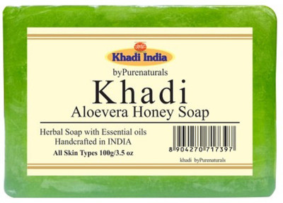 khadi Bypurenaturals Neem Tulsi Leaf Soap + Aloevera Honey Soap - 100gm (2x2 Gift Combo)(100 g, Pack of 2)