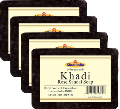 

khadi Bypurenaturals Rose Sandal Soap (1x4 Gift Pack)(400 g, Pack of 4)