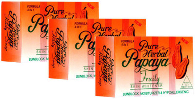 

Pure Herbal Papaya Fruity Soap 3 In 1 Skin Whitening Soap(405 g, Pack of 3)