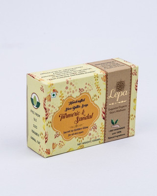 

lepa Handicrafted Shea Butter Turmeric and Sandal Soap(120 g)