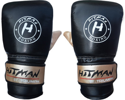 

Hitman Micro fibre Leather Punching Gloves Boxing Gloves (M, Black, Gold), Black;golden